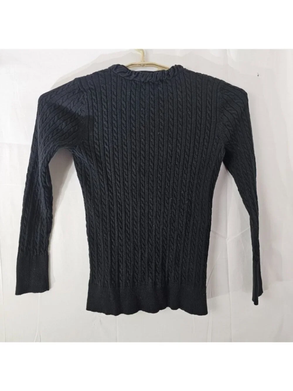 Eddie Bauer Sweater Womens M Black V Neck Cable Knit Long Sleeve Pullover Top - Picture 4 of 10
